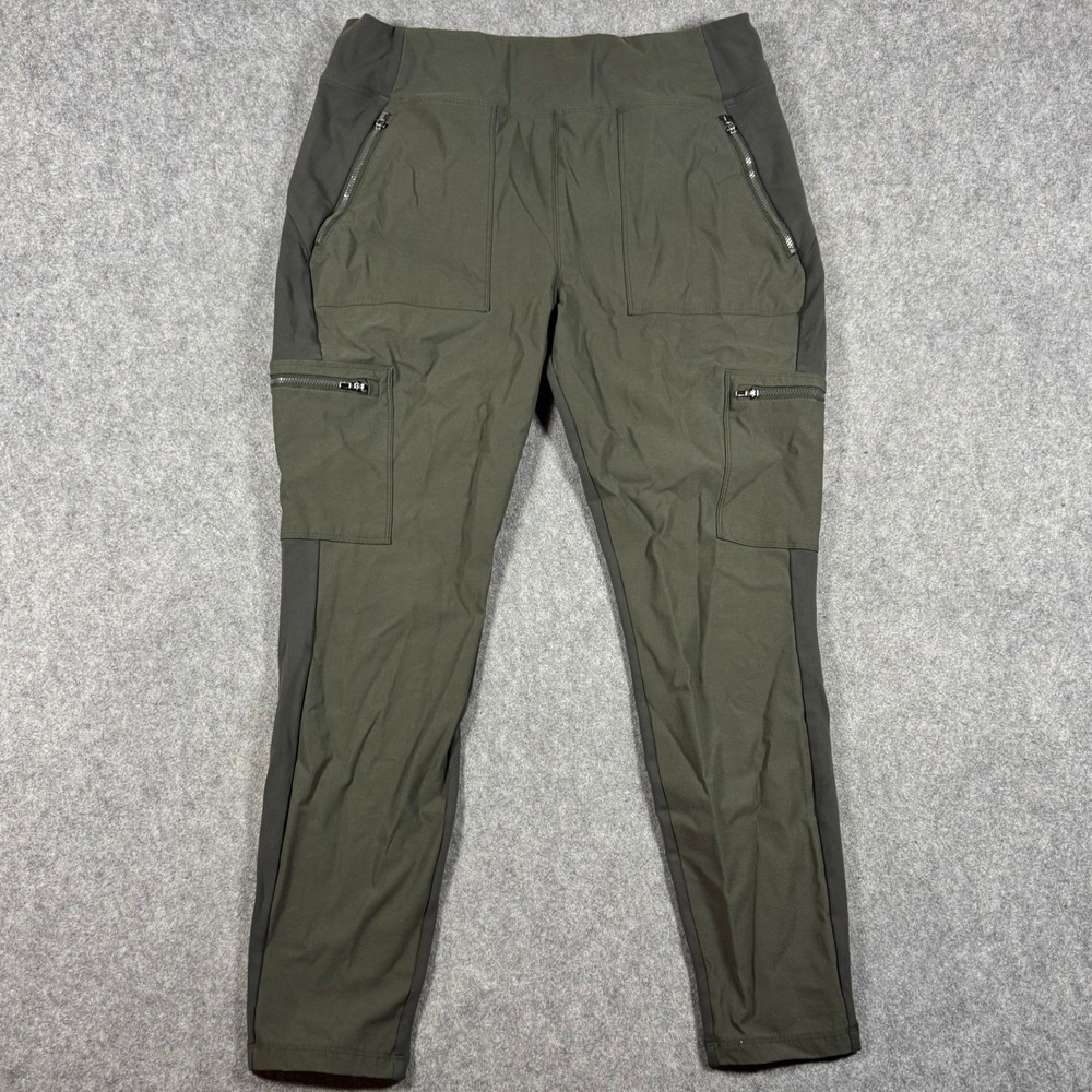 Athleta Headlands Hybrid Cargo II Tight Women 16 Olive Green Hiking Pant Stretch